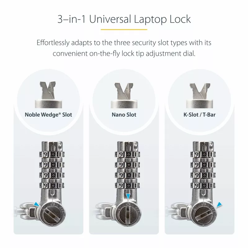 StarTech.com 25-Pack Universal Laptop Lock 6.6ft (2m), Master Keyed Locking Kabel, Computer Security, Kompatibel w/Noble Wedge®/Nano/K-Slot; Anti-Theft Cut-Resistant Kabel