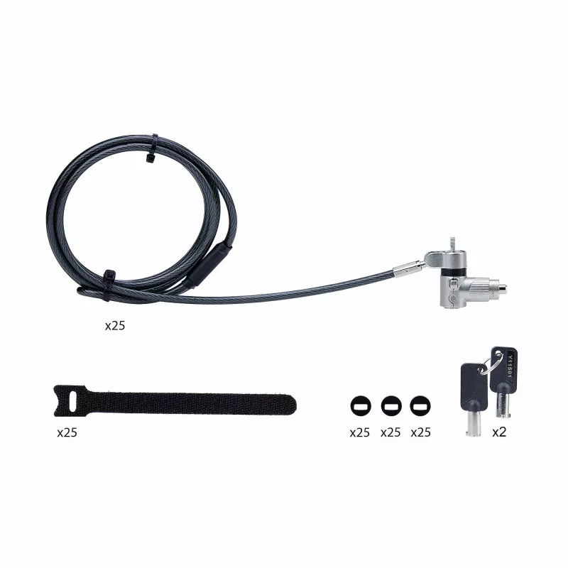 StarTech.com 25-Pack Universal Laptop Lock 6.6ft (2m), Master Keyed Locking Kabel, Computer Security, Kompatibel w/Noble Wedge®/Nano/K-Slot; Anti-Theft Cut-Resistant Kabel