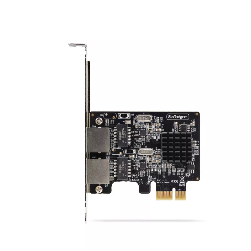 StarTech.com 2-Port Gigabit PCIe Netzwerkkarte, 10/100/1000Mbit/s PCI Express NIC, Dual Realtek RTL8111H, kompatibel mit Windows und Linux, TAA-konform