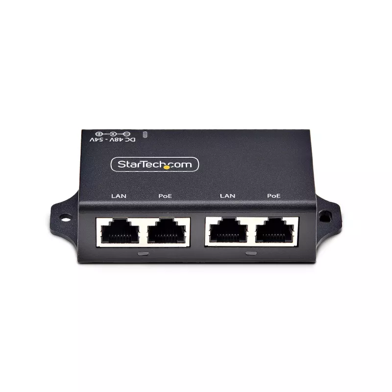 StarTech.com 2-Port Gigabit Midspan PoE+ Injektor, 10/100/1000 Mbit/s, PoE+ (802.3af/at), 30W, 1 Gbit/s Ethernet, wandmontierbar, unmanaged Inline Power over Ethernet