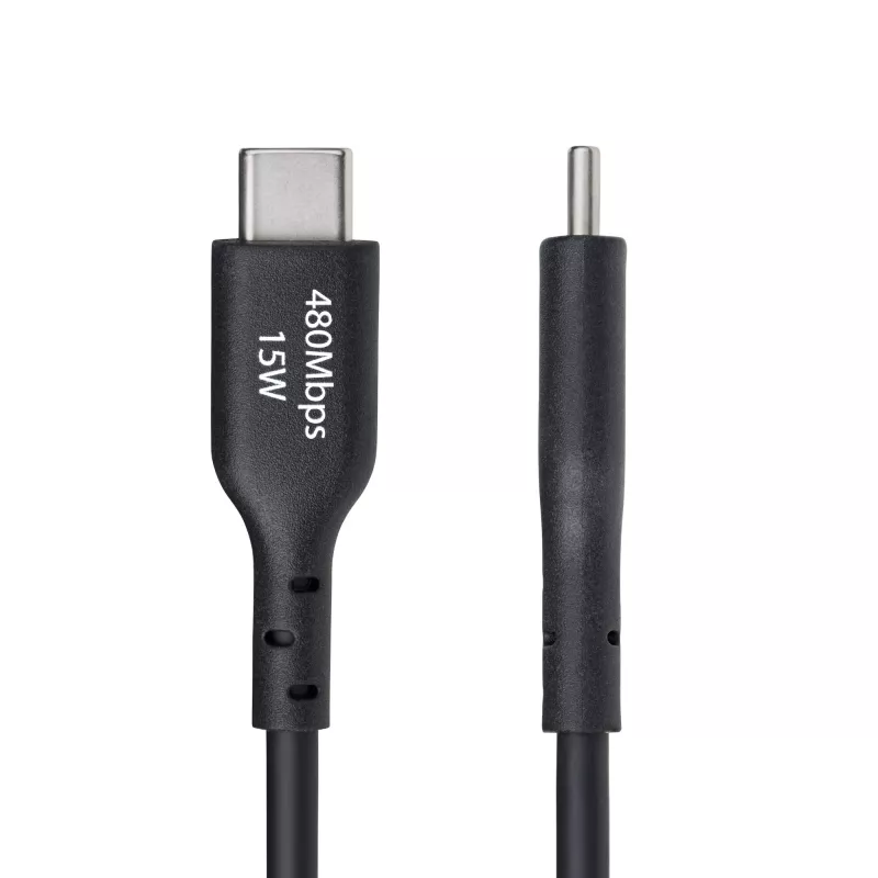 StarTech.com 2m USB-A auf USB-C Ladekabel, Laden & Synchronisieren, 3A, USB 2.0, TPE-Mantel - Schwarz USB-Ladekabel