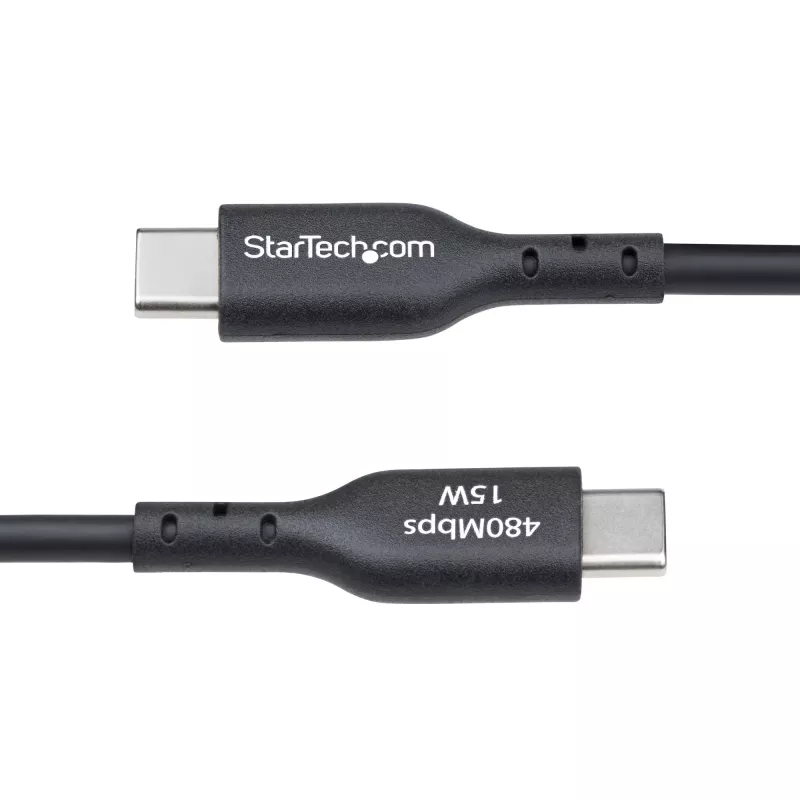 StarTech.com 2m USB-A auf USB-C Ladekabel, Laden & Synchronisieren, 3A, USB 2.0, TPE-Mantel - Schwarz USB-Ladekabel