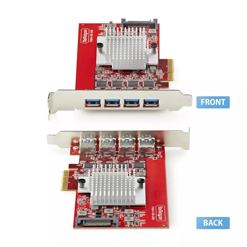 StarTech.com 4-Port USB-A PCIe-Karte, USB 3.2 10 Gbit/s, PCI Express 3.0 Erweiterungskarte, 4x unabhängige USB-Steuergerät, Windows/Linux/macOS, TAA-konform