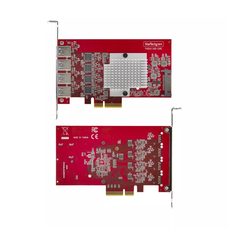 StarTech.com 4-Port USB-A PCIe-Karte, USB 3.2 10 Gbit/s, PCI Express 3.0 Erweiterungskarte, 4x unabhängige USB-Steuergerät, Windows/Linux/macOS, TAA-konform
