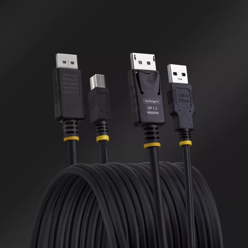 StarTech.com 10ft (3m) DisplayPort und USB 5Gbps KVM-Kabel, 4K 60Hz, universell kompatibles DP 1.2/USB 3.0 Combo-Kabel für KVM-Switches