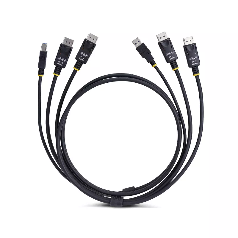 StarTech.com 1,8 m Dual-DisplayPort und USB 5 Gbit/s KVM-Kabel, 4K 60 Hz, universell kompatibel, DP 1.2/USB 3.0 Kombokabel für Dual-Monitor KVM-Switches