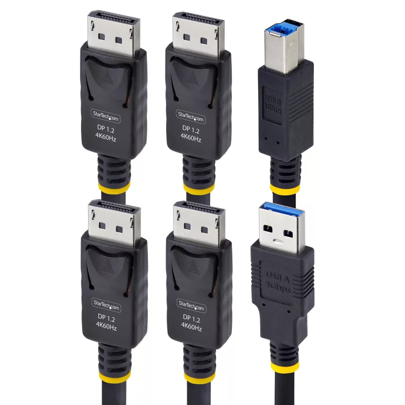 StarTech.com 1,8 m Dual-DisplayPort und USB 5 Gbit/s KVM-Kabel, 4K 60 Hz, universell kompatibel, DP 1.2/USB 3.0 Kombokabel für Dual-Monitor KVM-Switches