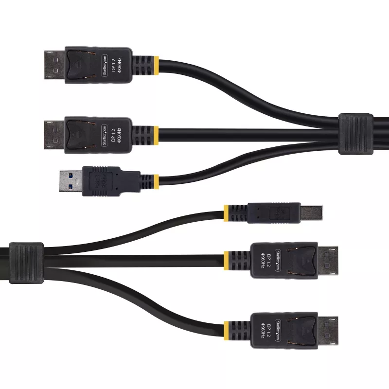 StarTech.com 1,8 m Dual-DisplayPort und USB 5 Gbit/s KVM-Kabel, 4K 60 Hz, universell kompatibel, DP 1.2/USB 3.0 Kombokabel für Dual-Monitor KVM-Switches