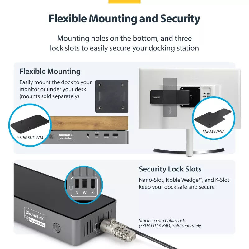 StarTech.com Triple-Monitor USB-C Dockingstation, 140W Laptop-Ladestation für MacBook Pro und Windows, 4K 60Hz HDMI oder DisplayPort, TAA