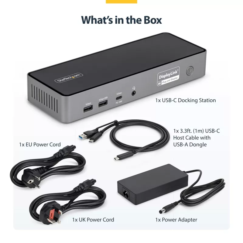 StarTech.com Triple-Monitor USB-C Dockingstation, 140W Laptop-Ladestation für MacBook Pro und Windows, 4K 60Hz HDMI oder DisplayPort, TAA