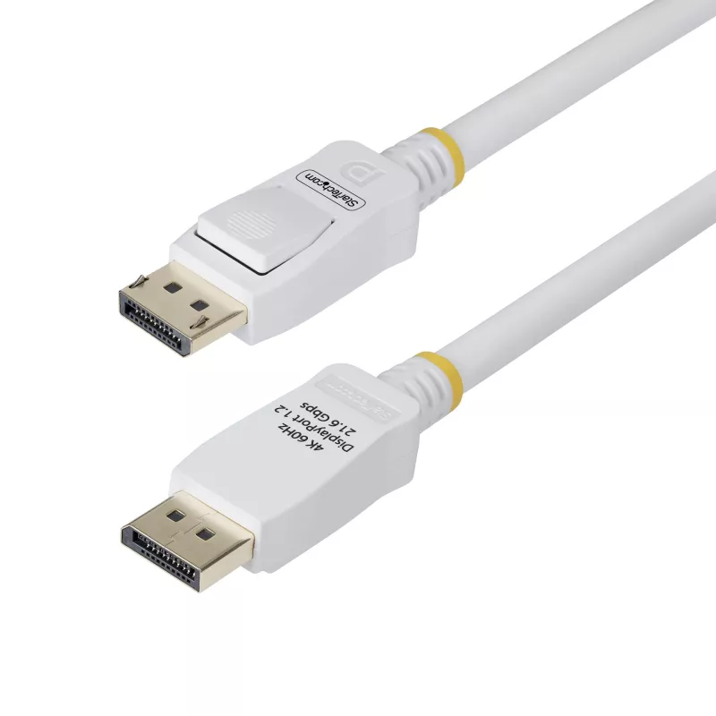 StarTech.com 1,8 m weißes VESA-zertifiziertes DisplayPort 1.2 Kabel, 4K 60Hz, 21,6 Gbit/s, rastende DP-Stecker, DP 1.2 DisplayPort Kabel, DP Monitor Kabel, M/M