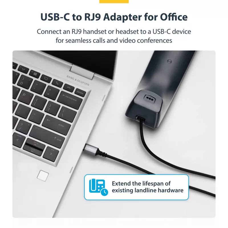 StarTech.com UR9-HEADSET-ADAPTER Kabel-Adapter USB-C RJ-9 Schwarz
