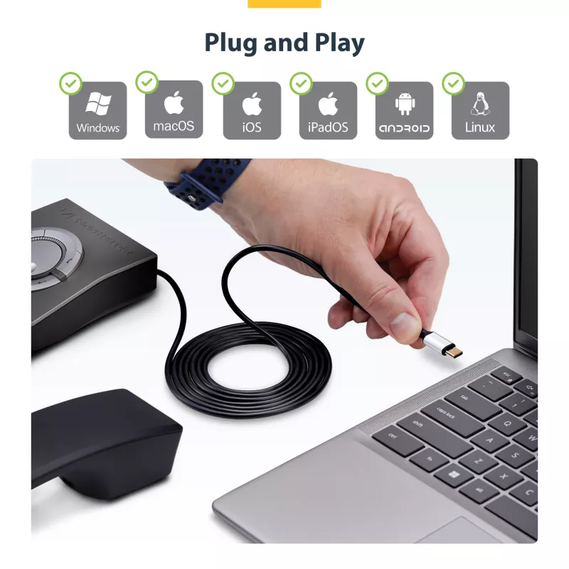 StarTech.com UR9-HEADSET-ADAPTER Kabel-Adapter USB-C RJ-9 Schwarz