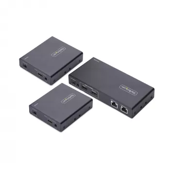 StarTech.com 2-Port HDMI Extender und Splitter über CAT6, 4K 60Hz, bis zu 70 m, 1x2 HDMI over Ethernet Distribution Kit mit IR und Power Over Kabel