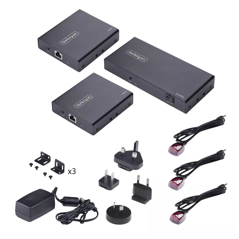 StarTech.com 2-Port HDMI Extender und Splitter über CAT6, 4K 60Hz, bis zu 70 m, 1x2 HDMI over Ethernet Distribution Kit mit IR und Power Over Kabel