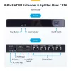 StarTech.com 4-Port HDMI Extender und Splitter über CAT6, 4K 60Hz, bis zu 70 m (230 ft), 1x4 HDMI over Ethernet Verteiler-Kit mit IR und Power over Kabel