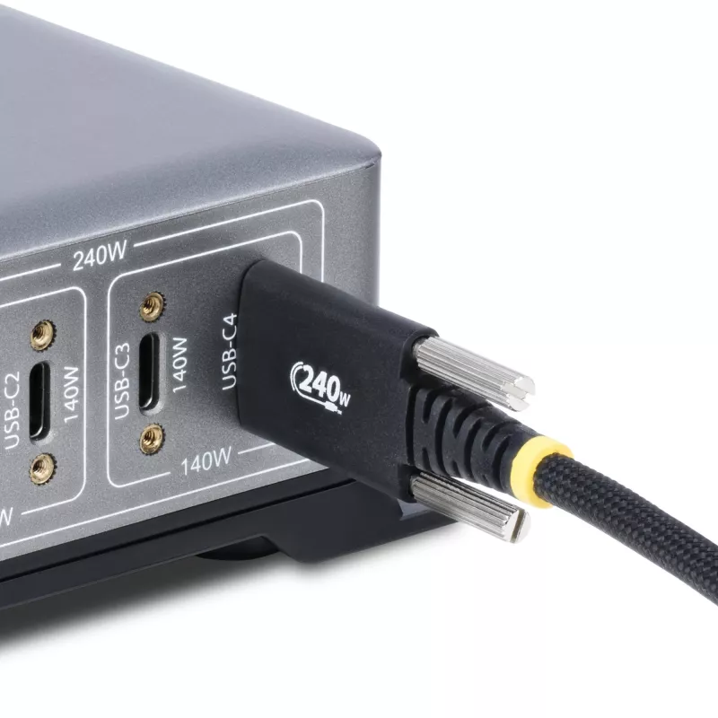 StarTech.com 10ft (3m) USB-C-Ladekabel, langlebig und ultra-flexibel, seitliche Schraubverriegelung, 240W (5A) PD EPR, USB 2.0 Laptop-Ladekabel, USB-IF zertifiziert, robustes USB-C-Ladekabel