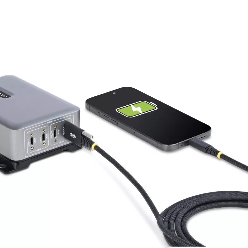 StarTech.com 10ft (3m) USB-C-Ladekabel, langlebig und ultra-flexibel, seitliche Schraubverriegelung, 240W (5A) PD EPR, USB 2.0 Laptop-Ladekabel, USB-IF zertifiziert, robustes USB-C-Ladekabel