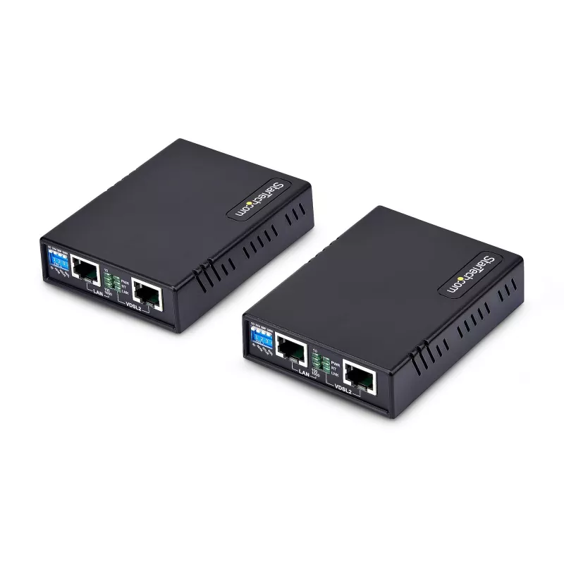 StarTech.com VDSL2 Ethernet Extender Kit über Einzelpaar-Draht, bis zu 0,6 Meilen (1 km) Reichweite, LAN-Repeater über Telefonleitung/CAT5e/CAT6, bis zu 300 Mbit/s, Ersatz für 110VDSLEXTEU – TAA