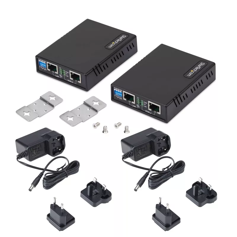 StarTech.com VDSL2 Ethernet Extender Kit über Einzelpaar-Draht, bis zu 0,6 Meilen (1 km) Reichweite, LAN-Repeater über Telefonleitung/CAT5e/CAT6, bis zu 300 Mbit/s, Ersatz für 110VDSLEXTEU – TAA