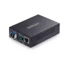 StarTech.com Gigabit Ethernet Kupfer-zu-Faser Medienkonverter, SM LC, 20 km, 10/100/1000 Mbit/s, RJ45 auf LC, Vollmetall, 9K Jumbo Frames, TAA-konform