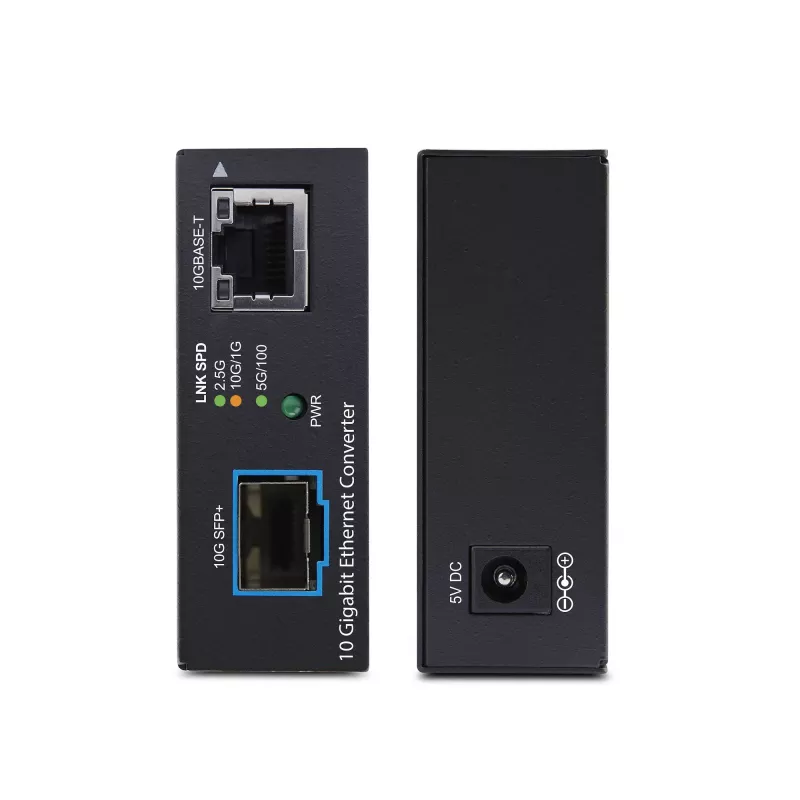 StarTech.com 10GbE Multi-Gigabit Open SFP+ Fiber Medienkonverter, 10G/5G/2.5G/1G/100M, Kupfer zu 10GBASE-X SFP+, Singlemode, Multimode, 16K Jumbo Frames, TAA