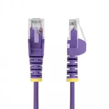 StarTech.com 1,5 m Lila schlank-CAT6-Ethernet-Kabel, hakenlos, 100 W PoE, UTP, LSZH, 28 AWG reiner blanker Kupferdraht, schlank-RJ45-Netzwerk-Patchkabel mit Zugentlastungen, einzeln getestet