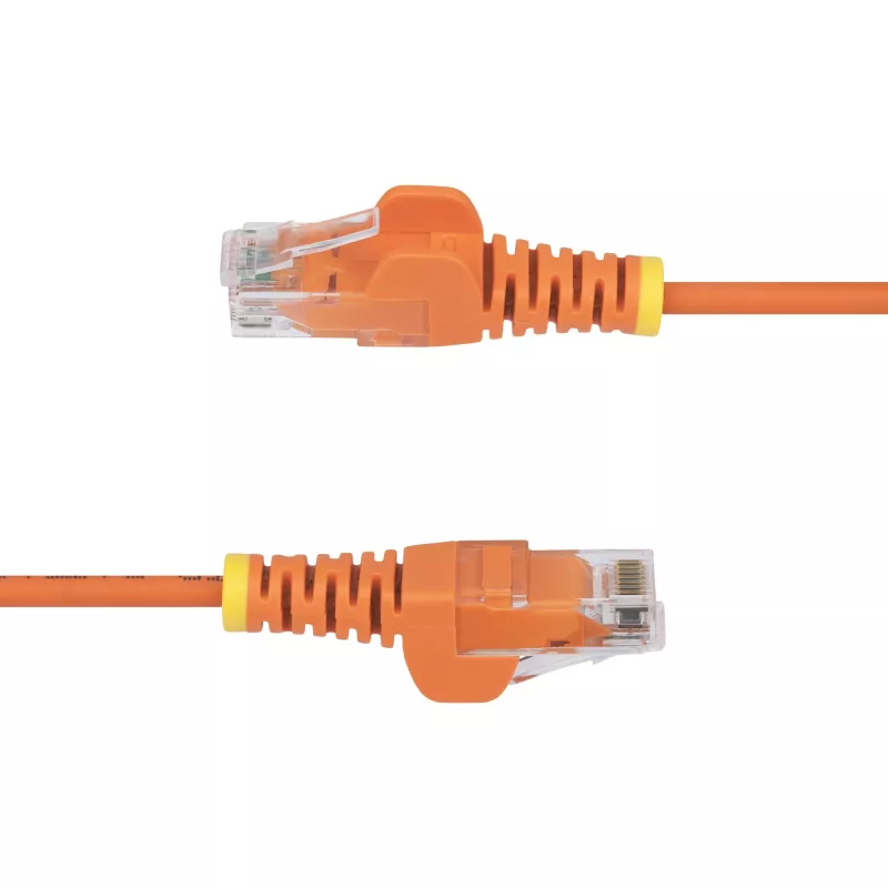 StarTech.com 1m Orange schlank CAT6 Ethernet-Kabel, rastnasenschutz, 100W PoE, UTP, LSZH, 28AWG reiner blanker Kupferdraht, schlank RJ45 Netzwerk-Patchkabel mit Zugentlastung, einzeln geprüft