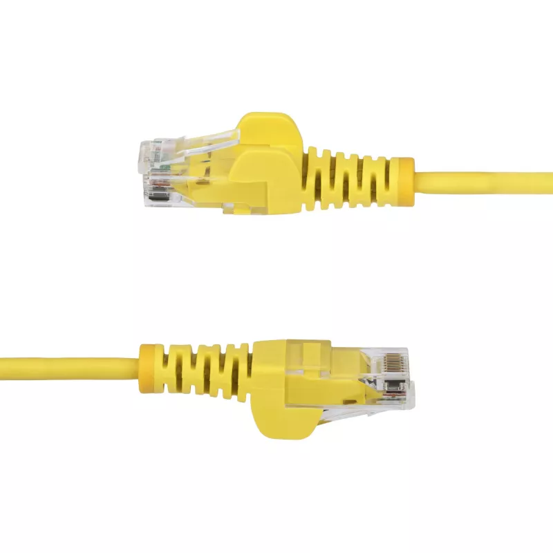 StarTech.com 2,5 m Gelb schlank CAT6 Ethernet-Kabel, rastnasenschutz, 100 W PoE, UTP, LSZH, 28AWG reiner blanker Kupferdraht, schlank RJ45 Netzwerk-Patchkabel mit Zugentlastung, einzeln geprüft