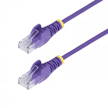 StarTech.com 2,5 m Lila schlank CAT6 Ethernet-Kabel, Hakenlos, 100 W PoE, UTP, LSZH, 28AWG reiner blanker Kupferdraht, schlank RJ45 Netzwerk-Patchkabel mit Zugentlastung, einzeln getestet