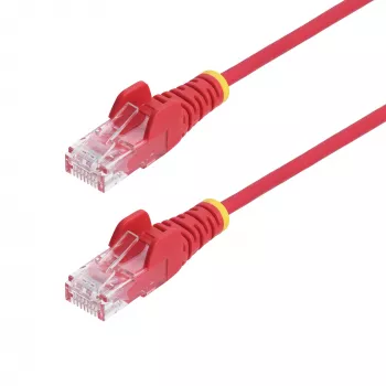 StarTech.com 3 m rotes schlank-CAT6-Ethernet-Kabel, rastnasenfreier RJ45-Stecker, 100 W PoE, UTP, LSZH, 28 AWG reine blanke Kupferlitze, schlankes RJ45-Netzwerk-Patchkabel mit Zugentlastungen, einzeln getestet