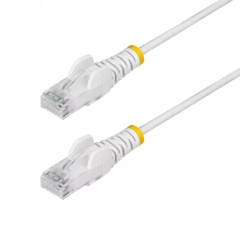 StarTech.com 50cm Weiß schlank CAT6 Ethernet Kabel, rastnasengeschützt, 100W PoE, UTP, LSZH, 28AWG reines Blankkupfer, schlank RJ45 Netzwerk Patchkabel mit Zugentlastungen, einzeln geprüft
