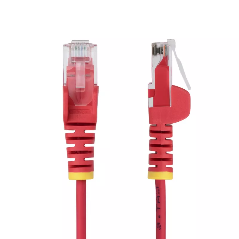StarTech.com 50cm Rotes schlank CAT6 Ethernet-Kabel, rastnasenschutz, 100W PoE, UTP, LSZH, 28AWG reines blankes Kupferkabel, schlanke RJ45-Netzwerk-Patchkabel mit Zugentlastung, einzeln geprüft