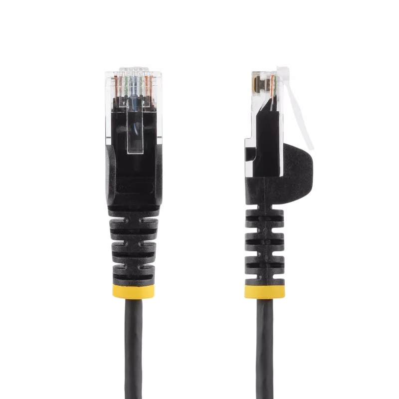 StarTech.com 5m schlank Cat6 Ethernet-Kabel Schwarz, rastnasenschutz, 100W PoE, UTP, LSZH, 28AWG reines blankes Kupfer, schlankes RJ45 Netzwerk-Patchkabel mit Zugentlastung, einzeln getestet