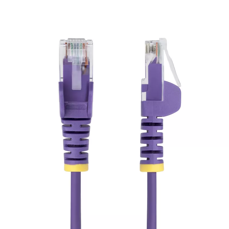 StarTech.com 50 cm Lila schlank CAT6 Ethernet-Kabel, Snagless, 100W PoE, UTP, LSZH, 28AWG Pure Bare Copper Wire, schlank RJ45 Network Patch Cord mit Zugentlastungen, individuell geprüft