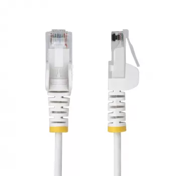 StarTech.com 10 m Weiß schlank CAT6 Ethernet-Kabel, Hakenverhinderer, 100W PoE, UTP, LSZH, 28AWG reines blankes Kupferkabel, schlank RJ45 Netzwerk-Patchkabel mit Zugentlastung, einzeln getestet