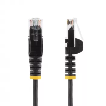 StarTech.com 10m Schwarz schlank CAT6 Ethernet-Kabel, rastnasenschutz, 100W PoE, UTP, LSZH, 28AWG reiner blanker Kupferdraht, schlank RJ45 Netzwerk-Patchkabel mit Zugentlastung, einzeln geprüft