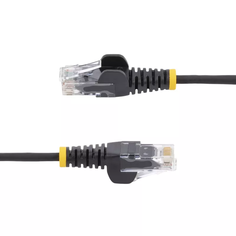 StarTech.com 10m Schwarz schlank CAT6 Ethernet-Kabel, rastnasenschutz, 100W PoE, UTP, LSZH, 28AWG reiner blanker Kupferdraht, schlank RJ45 Netzwerk-Patchkabel mit Zugentlastung, einzeln geprüft