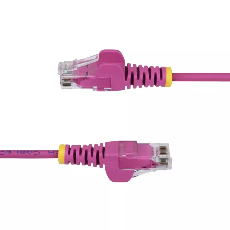 StarTech.com 15m Pink schlank CAT6 Ethernet-Kabel, rastnasenfreier RJ45-Stecker, 100W PoE, UTP, LSZH, 28AWG reines blankes Kupfer, schlank RJ45 Netzwerk-Patchkabel mit Zugentlastung, einzeln getestet