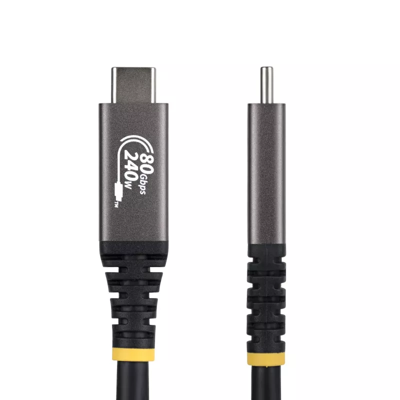 StarTech.com 1m USB4-Kabel, 80Gbit/s, USB-IF-zertifiziertes USB-C-Kabel, 240W PD, 8K 120Hz/4K 240Hz DP2.1 DP80, TPE-Mantel, Thunderbolt 4-kompatibel – schwarzes USB-C-Kabel