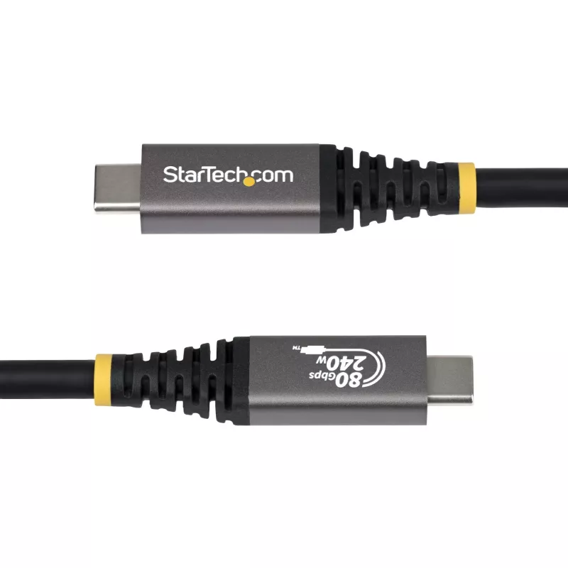 StarTech.com 1m USB4-Kabel, 80Gbit/s, USB-IF-zertifiziertes USB-C-Kabel, 240W PD, 8K 120Hz/4K 240Hz DP2.1 DP80, TPE-Mantel, Thunderbolt 4-kompatibel – schwarzes USB-C-Kabel