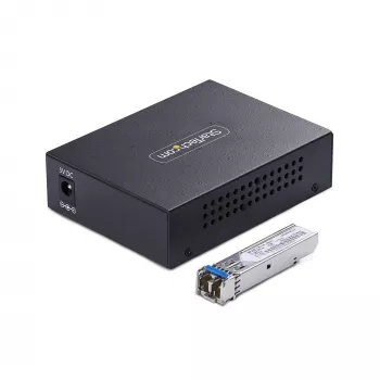 StarTech.com Gigabit Ethernet Kupfer-zu-Glasfaser Medienkonverter, SM LC, 40 km, 10/100/1000 Mbit/s, RJ45 auf LC, Vollmetall, 9K Jumbo-Frames, TAA-konform