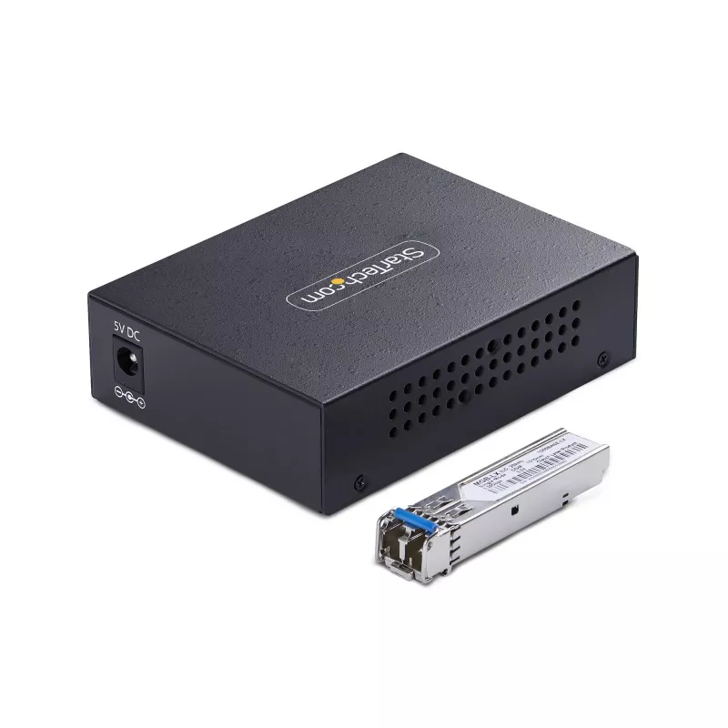 StarTech.com Gigabit Ethernet Kupfer-zu-Glasfaser Medienkonverter, SM LC, 40 km, 10/100/1000 Mbit/s, RJ45 auf LC, Vollmetall, 9K Jumbo-Frames, TAA-konform