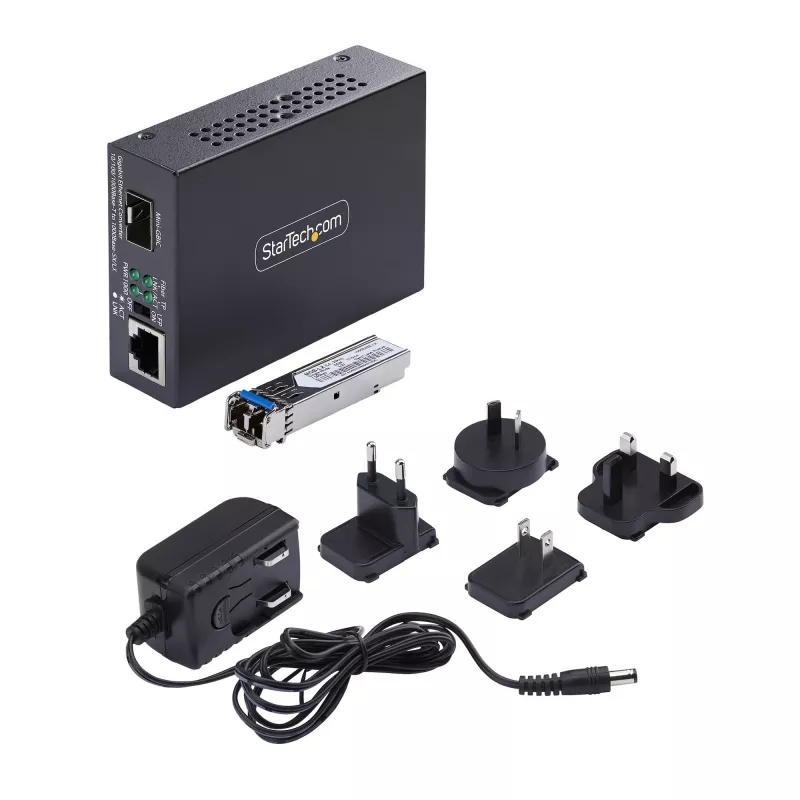 StarTech.com Gigabit Ethernet Kupfer-zu-Glasfaser Medienkonverter, SM LC, 40 km, 10/100/1000 Mbit/s, RJ45 auf LC, Vollmetall, 9K Jumbo-Frames, TAA-konform