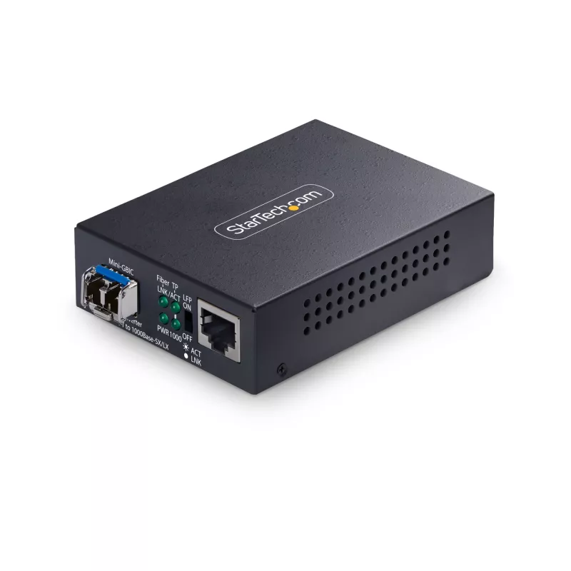 StarTech.com Gigabit Ethernet Kupfer-zu-Glasfaser Medienkonverter, SM LC, 40 km, 10/100/1000 Mbit/s, RJ45 auf LC, Vollmetall, 9K Jumbo-Frames, TAA-konform