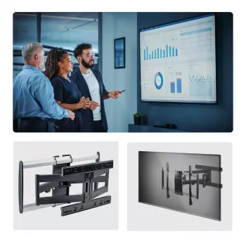 StarTech.com Ultraflache, gelenkige TV-Wandhalterung für Flachbildschirme bis 65 Zoll und 45 kg, VESA 600x400, TAA-konforme Low-Profile-Halterung