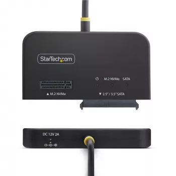 StarTech.com USB-C/USB-A zu M.2 NVMe und 2,5 inch/3,5 inch SATA Adapter, 10 Gbit/s, werkzeugloser externer SSD-Festplattenleser, B+M/M-Key