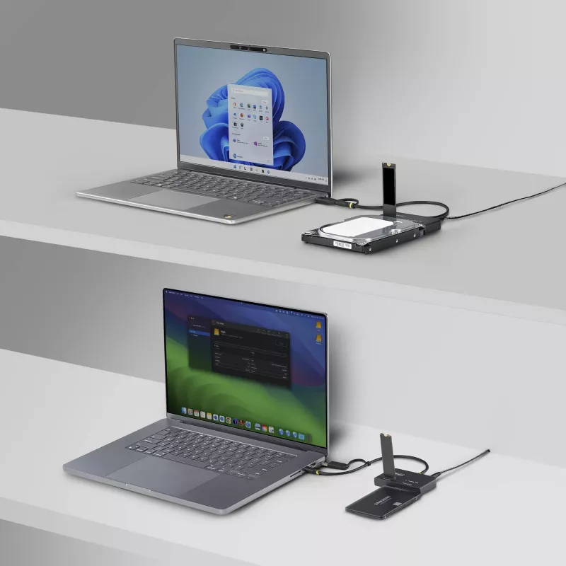 StarTech.com USB-C/USB-A zu M.2 NVMe und 2,5 inch/3,5 inch SATA Adapter, 10 Gbit/s, werkzeugloser externer SSD-Festplattenleser, B+M/M-Key