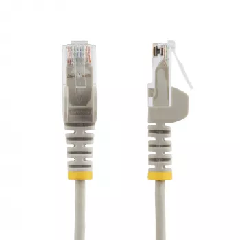 StarTech.com 25 cm Grau schlank CAT6 Ethernet-Kabel, rastnasenschutz, 100W PoE, UTP, LSZH, 28AWG reines blankes Kupferkabel, schlank RJ45 Netzwerk-Patchkabel mit Zugentlastung, einzeln geprüft