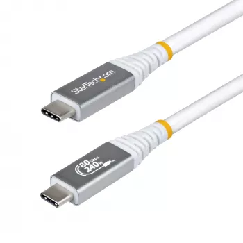 StarTech.com 1m (3ft) USB4-Kabel, 80 Gbit/s, USB-IF-zertifiziertes USB-C-Kabel, 240 W PD, 8K 120 Hz/4K 240 Hz DP2.1 DP80, TPE-Mantel, Thunderbolt 4-kompatibel – Weißes USB-C-Kabel